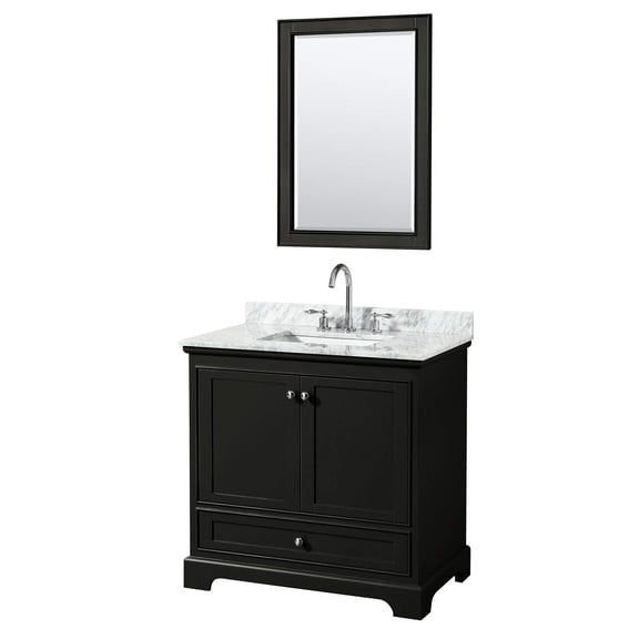 Wyndham Collection Deborah 36" Wood & Marble Single Bathroom Vanity in Espresso