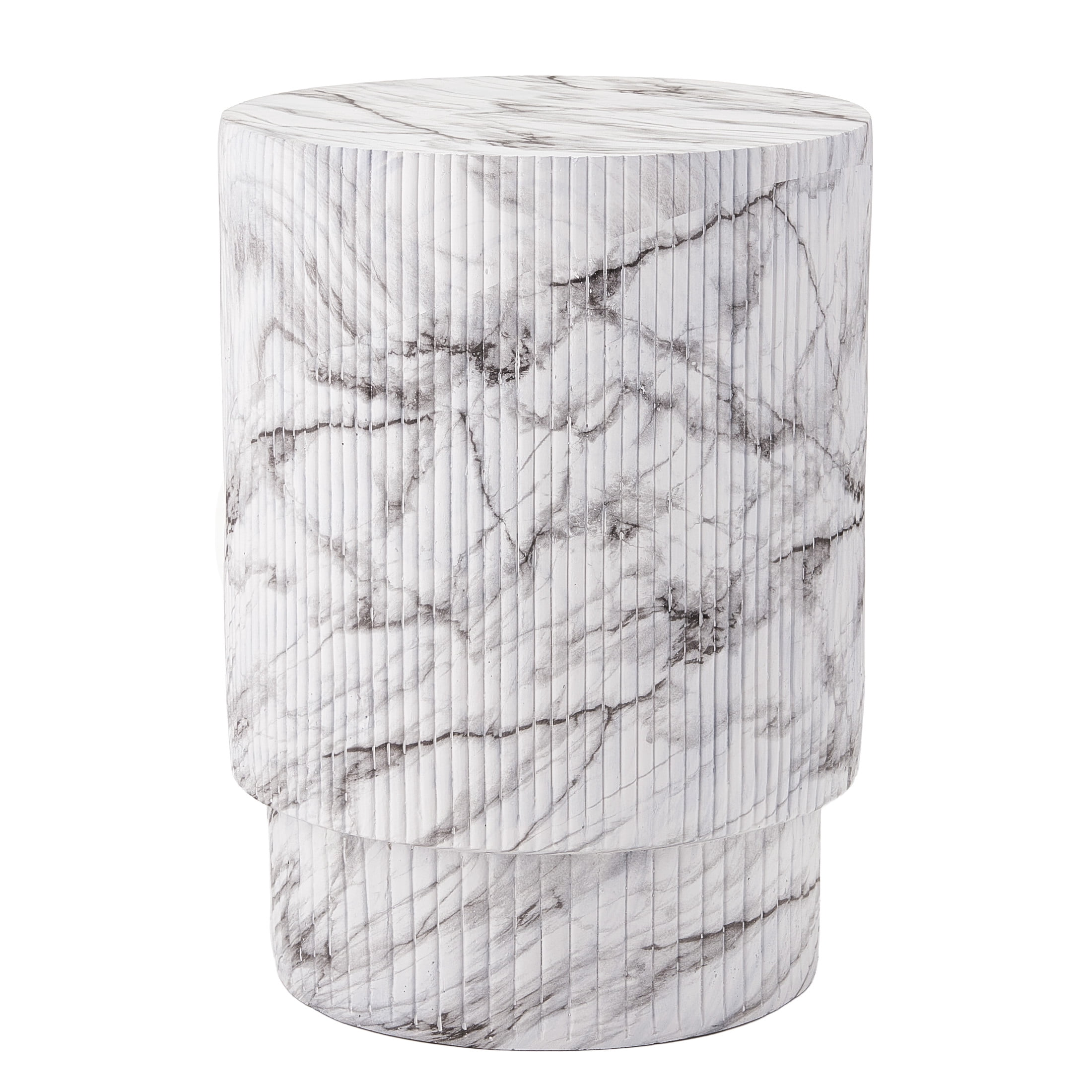 Christopher Knight Home Minimalist Ribbed MGO Side Table, Lightweight Concrete, Indoor/Outdoor, Marble