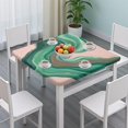thumbnail image 3 of Green Marble Gold Wave Pattern Square Fitted Tablecloth with Elastic Edge,Square Table Cover,Washable Elastic Table Cover for Home Kitchen Party Decor 36"x36", 3 of 6