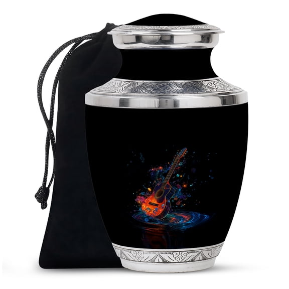Colour Splash Guitar Cremation Urn, Urns For Human Ashes Adult Male, Artistic Tribute Urns For Ash, Musical Decorative Cremation Guitar Ashes Urn (Size, 10 Inch, 1 Pc)