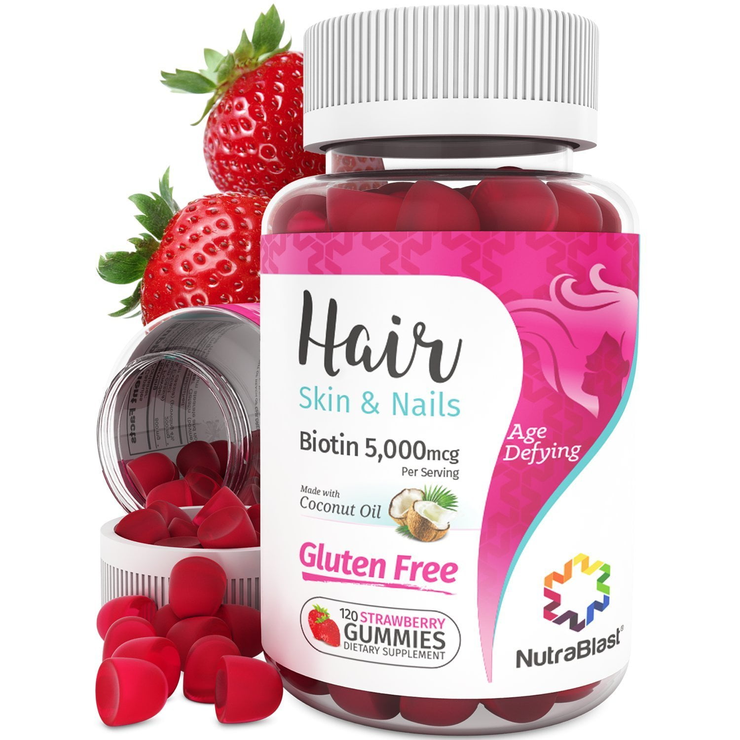 NutraBlast Biotin 5000 mcg Enhanced with Coconut Oil - Hair, Skin and
