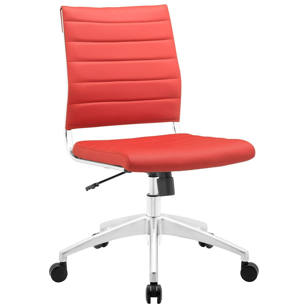 Modern Contemporary Office Chair, Red Faux Leather - Walmart.com - Walmart.com