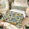 thumbnail image 2 of Erosebridal Watercolor Bug Bee King Size Comforter Sets,Rustic Florals Comforters King Size,Teal Yellow,Reversible,3pcs,1 Comforter and 2 Pillowcases, 2 of 7