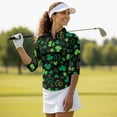 thumbnail image 4 of Uorisanigo Cute Clover Women's 3/4 Sleeve Athletic Golf Shirts Size M Quarter Zip Quick Dry Athletic Polo Shirts Comfortable Polyester Spandex Fabric Outing Wear Fashion Tennis Tops, 4 of 7