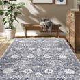 thumbnail image 2 of Haperlare Living Room Area Rugs Oriental Floral Washable Rugs for Bathroom Ultra-Thin Low Pile Indoor Floor Rug 8'x10' Grey Carpet, 2 of 7