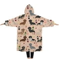 thumbnail image 2 of Oversized Wearable Blanket Hoodie,Black Cute Dachshund Dog and Wine Sherpa Blanket Hoodie with Super Pockets,Super Warm Fuzzy Pullover for Women & Men, 2 of 6