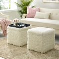 thumbnail image 2 of Posh Living Stanley Modern Faux Fur Fabric Cube Storage Ottoman in White, 2 of 8