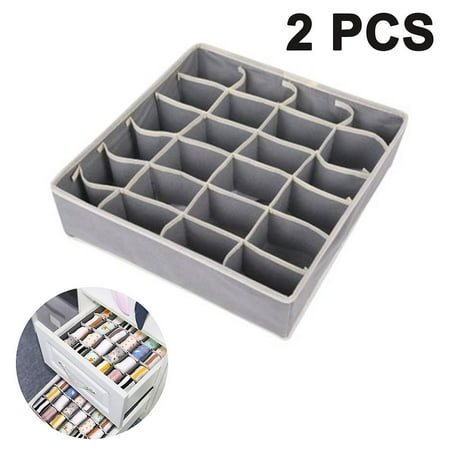 Set Of 2 Storage Boxes For Underwear, 24 Cell Foldable Drawer Dividers ...