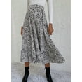 thumbnail image 2 of Gartered High Waist Floral Print Midi Skirt Below Knee Length, 2 of 3