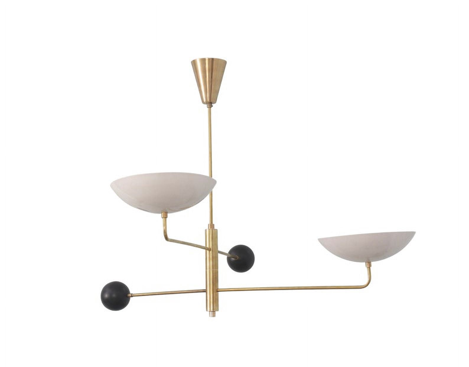 2 Light Curved Pendant Mid Century Modern Raw Brass Sputnik chandelier light Fixture