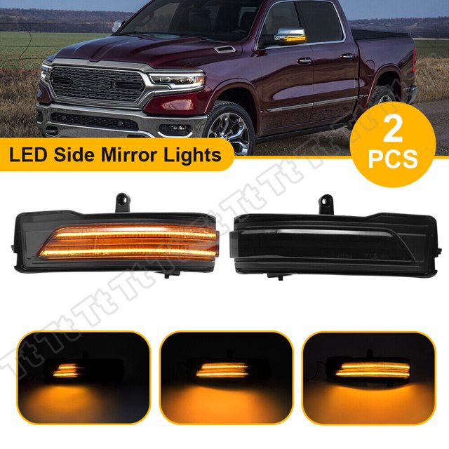 Suitable for 2019-2022 for Ram 1500 sequential LED side mirror lights, turn signal lights, smoke exhaust-