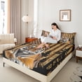 thumbnail image 4 of Castle Fairy Tiger Wildlife 3Pcs Twin Sheet Sets for Teens,Retro Vintage Twin Fitted Sheet,USA Flag Breathable Flat Sheet,Breathable Home Decor, 4 of 7