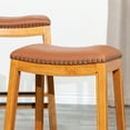 thumbnail image 2 of Cterwk 30" Bar Stool, Natural Finish, Brown Leather Seat, 2 of 7