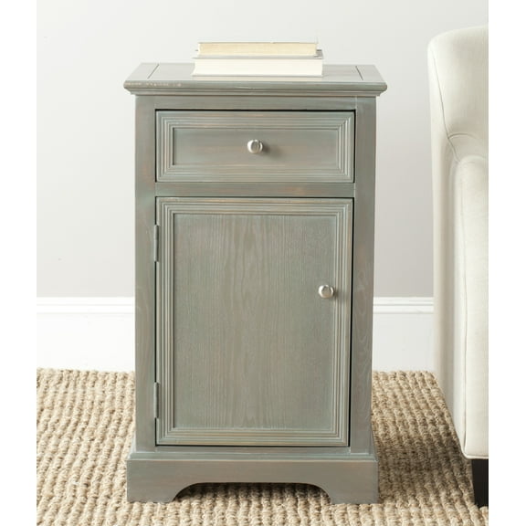 SAFAVIEH Jarome Nightstand with Storage Drawer And Cabinet, French Grey