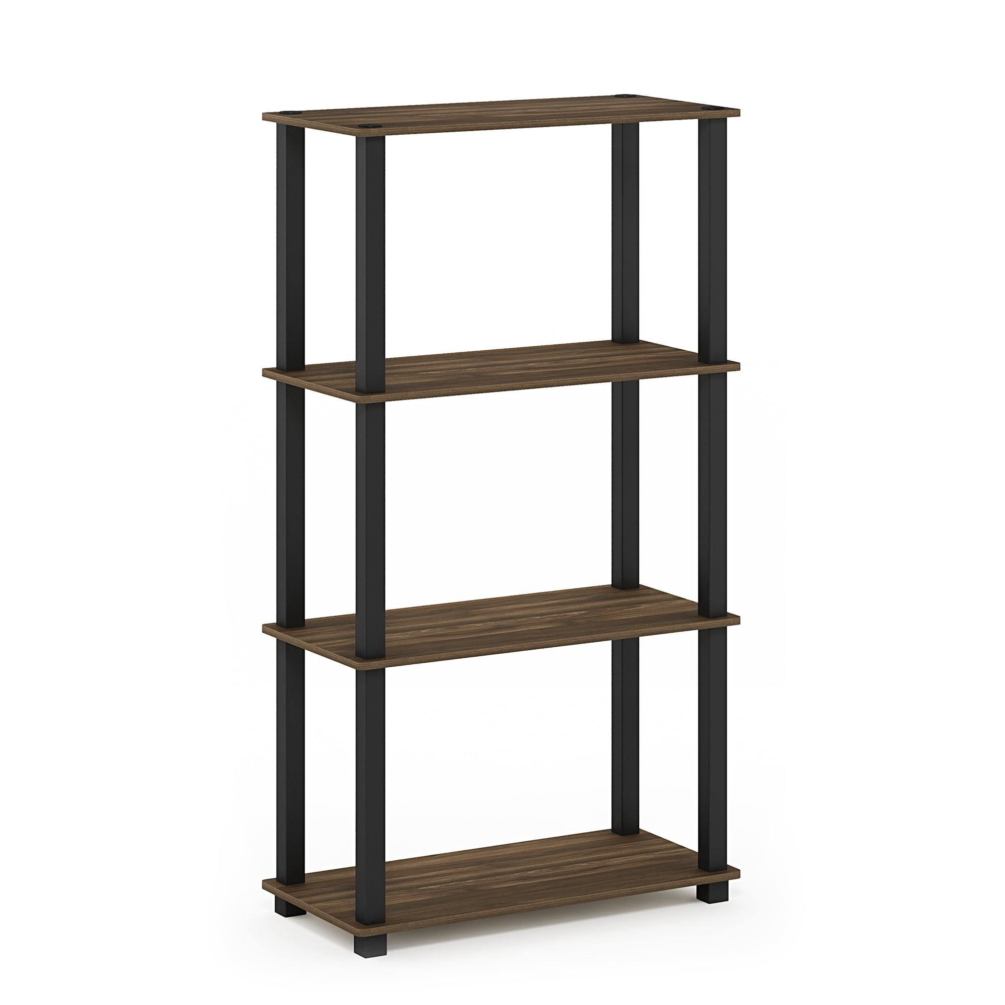 Furinno 23.6 W x 11.4 D x 43.25 H 4-Shelf Decorative Shelves, Columbia Walnut and Black