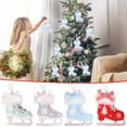 thumbnail image 7 of Tunhigl Handmade Wooden Fuzzy Bow Ice Skate Christmas Ornament with Velvet Ribbon, Rustic Boho Holiday Decor, Easy Hanging for Tree Wreath & Gifts Blue, 7 of 7