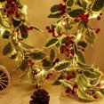thumbnail image 3 of 2m/6.56ft 20 LEDs Christmas Garland String Light Battery Powered Red Berry Garland Light Holly Leaves Wreath for Christmas Tree Thanksgiving Party Decoration, 3 of 9