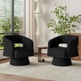 thumbnail image 6 of Hawsaiy Swivel Barrel Accent Chair, Oversized Teddy Upholstered Armchair with 360° Rotation, Modern Comfy Lounge Chair for Living Room, Bedroom, Office, Black(2Pcs), 6 of 10