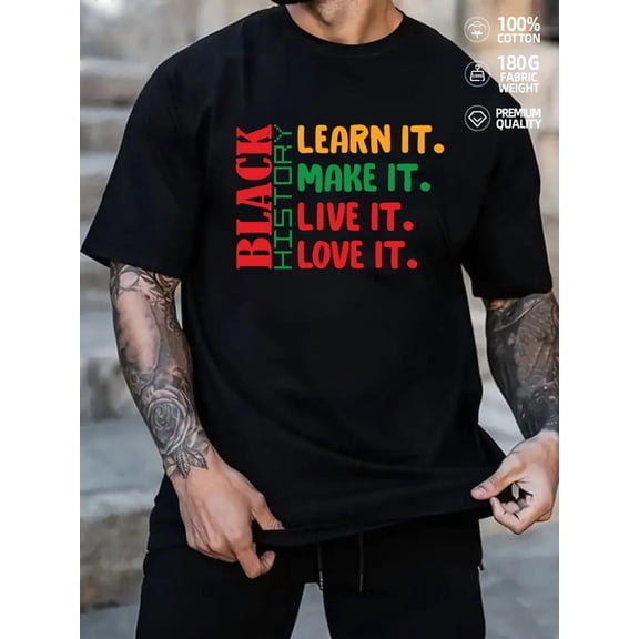 Black History T-Shirt men's Black History Month black 180G 100% Cotton Vintage Cultural pride Trendy Unisex Shirt Cotton tshirts Retro Unisex Shirt Graphic tshirts