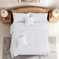 thumbnail image 4 of Blythease Oversized Velvet Quilt King 128x120 Extra Wide – Reversible Velvet Bedspread & Coverlet Set, 5 Piece Lightweight All Season Comforter Bedding, Geometric Diamond Quilted Design, Pure White, 4 of 7