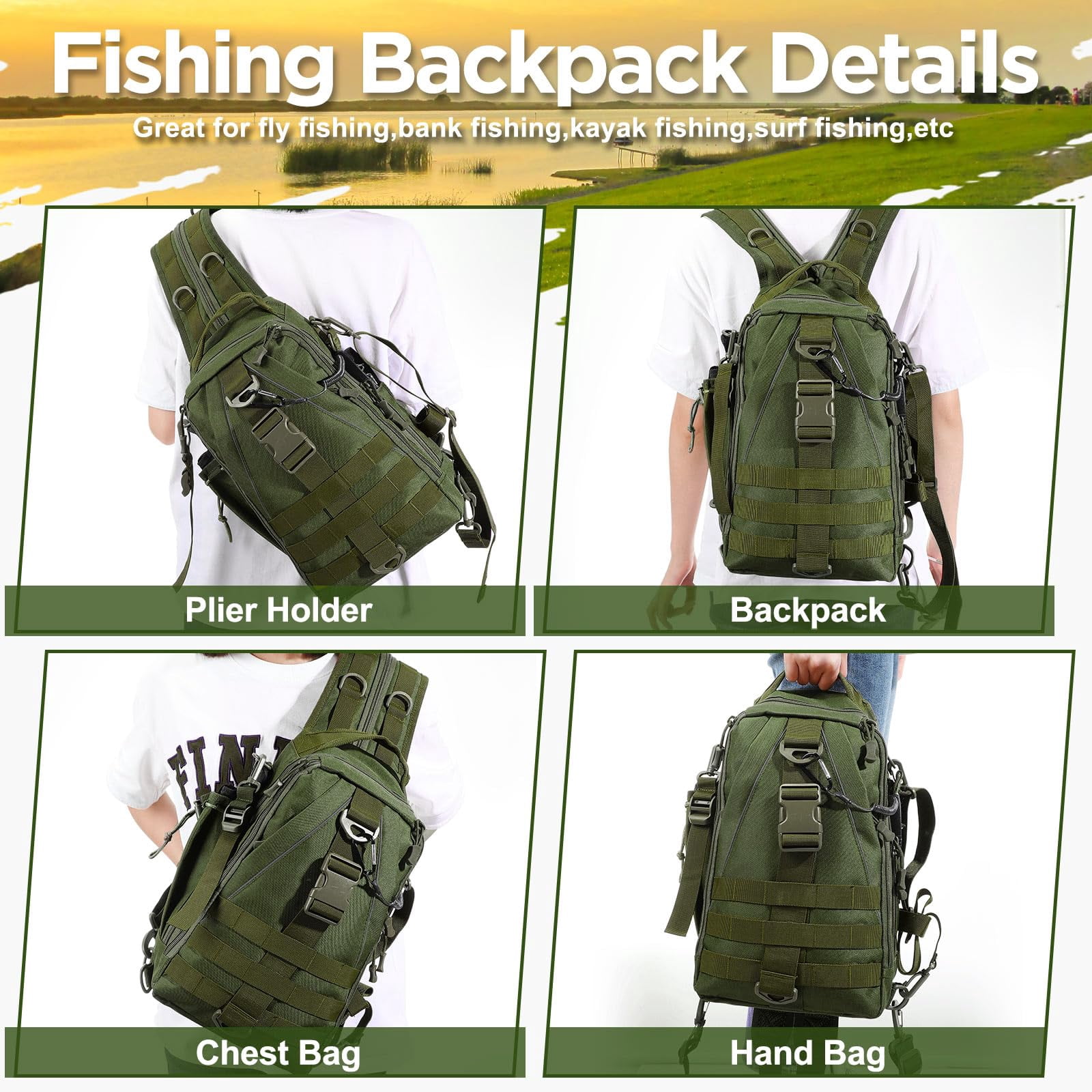 85 Fishing Backpack With Tackle Boxes  Sling Bag Rod Holder Fish Lures Kit And Pliers Set Easter Gift Basket For Men Women