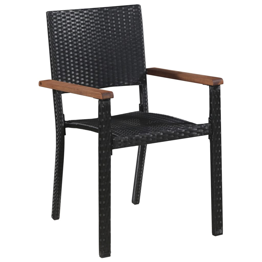 Kepooman Outdoor Patio Rattan Wicker Dining Table Set with Wood Table & Armrest Chairs, Set of 9, Black Kepooman Outdoor Patio Rattan Wicker Dining Table Set with Wood Table & Armrest Chairs, Set of 9, Black