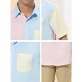 thumbnail image 5 of Lars Amadeus Men's Shirts Short Sleeve Summer Cotton Patchwork Button Down Shirts S Pink Blue, 5 of 5