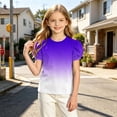 thumbnail image 5 of Teylalorva Girls Graphic T-Shirt, Crewneck Casual Cute Puff Short Sleeve Summer Kids Trendy Tee Purple Size 14, 5 of 6