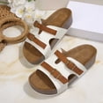 thumbnail image 6 of Slide Sandals for Women Plus-Size Wide Width Breathable Open Toe | Buckle Strap Beach Pool Slippers Thick Soft Sole, #1White-40, 6 of 9