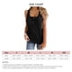 thumbnail image 5 of Top sin mangas acanalado con botones, cuello redondo, delgado, suave, informal, con botones delanteros, chaleco de verano acanalado para mujer, negro, M, 5 of 5