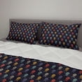 thumbnail image 2 of Pixel Art Comforter & Sham Bedding Set, Skull with Bones Pirate Inspired Colorful Motifs on a Dark Toned Backdrop, 3 pcs Duvet Set Microfiber Filling Quilt, 5 Sizes, Multicolor, by Ambesonne, 2 of 4