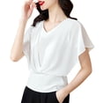 thumbnail image 2 of Nmnitkp Womens Summer Tops Fashionable and Beautiful T Shirts Short Sleeve V Neck Tees Womens Tops Beach Vacation Fashion Clothes 2026 Casual Outfits White,M, 2 of 4