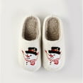thumbnail image 2 of Fuzzy Slippers for Women Slip On Indoor Bedroom Slippers Festive Prints Warm Comfortable Home Footwear Fluffy Winter House Shoes Plush Slippers Comfy Slippers for Women White 39, 2 of 9