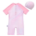 thumbnail image 5 of JFOPQVSM Girls Cute Cat Swim Set Short Sleeve Swimsuit with Swim Cap Cover Ups for Beach Pool, 5 of 9