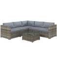 thumbnail image 1 of Outsunny 4 Pcs Garden Rattan Wicker Furniture Set w/ Cushions Grey, 1 of 10