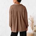 thumbnail image 6 of vigerkar Womens Oversized Deep V Neck Sweatshirts Casual Collared Long Sleeve Ribbed Knit Pullover Tops (Brown, L), 6 of 7