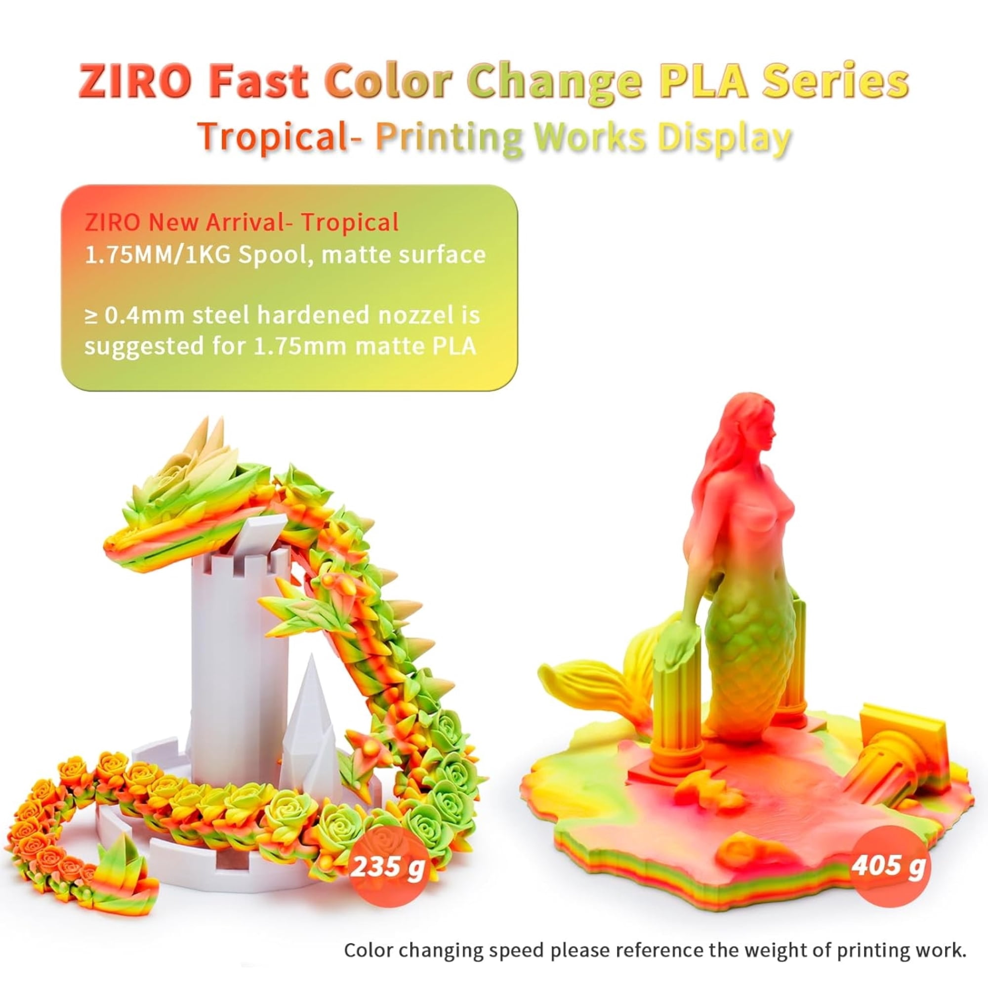 Ziro 3D Gradient Matte PLA 1.75mm 1kg, Tropical