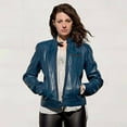 thumbnail image 5 of DODICI Women Fashion Moto Genuine Leather Jacket (Oxblood, XXL), 5 of 8