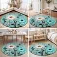 thumbnail image 4 of Round Rugs 6Ft, Turquoise Daisy Farmhouse Round Area Rug Washable Indoor Throw Carpet, Country Teal Floral Soft Non Slip Circle Rug for Office Cabinet Home Decor Aesthetic, 4 of 8