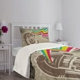 thumbnail image 3 of Ambesonne Retro Quilted Bedspread Set 2 Pcs, Radio Party with Zig Zag, Twin Size, Pale Grey and White, 3 of 5