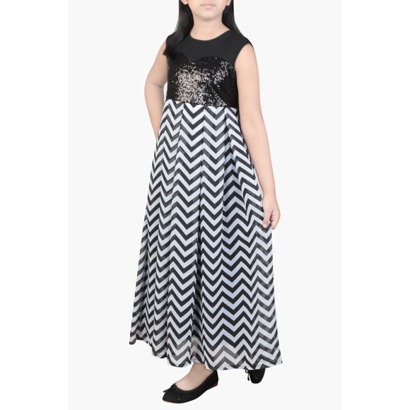 PRINCESS WOVEN DRESS BLACK & WHITE