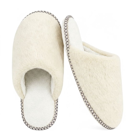 Women's Fuzzy Memory Foam Slippers - Warm Cozy Soft House Shoes with Anti-Skid Sole for Indoor & Outdoor