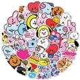 thumbnail image 4 of 50 Unids/40Pcs KPOP BTS BT21 Muchas Pegatinas De Dibujos Animados De PVC Impermeable Pull Rod Cajas Para Motocicletas Graffiti Niños Amigos classmates Regalos CHIMMY COOKY KOYA MANG RJ SHOOKY TATA, 4 of 4