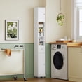 thumbnail image 5 of Narrow Bathroom Storage Cabinet with 5 Adjustable Shelves & Drawer, Freestanding Cupboard for Small Spaces, White, 5 of 6
