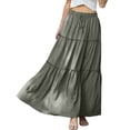 thumbnail image 4 of Fashion Retro Long Skirts With Pockets Women Spring Summer Holiday Casual Elastic High Waist Lace-up Loose Skirts, 4 of 6