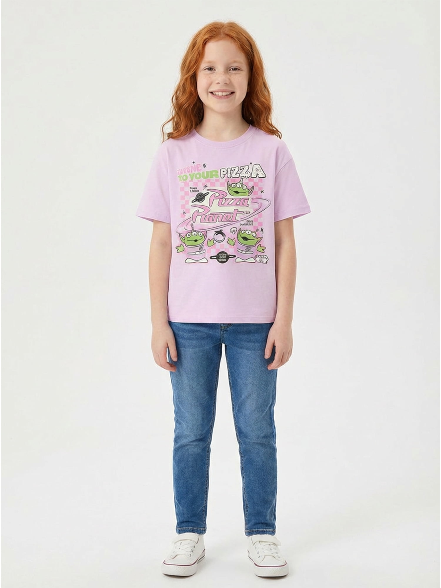 Toy Story Girls Take Me To Your Pizza Graphic T-Shirt with Short Sleeves, Sizes 4-16