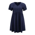 thumbnail image 4 of DARING DIVA Plus Size Summer V Neck Ruffle Short Sleeves Dress 1X Navy Blue, 4 of 5