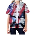 thumbnail image 2 of VNKIDY Boys Girls Independence Day Polo Shirts Kids Teen Holiday Fashion Prin Short Sleeve Button Front Collared Top For Daily Wear Gray 5-6 Years, 2 of 4