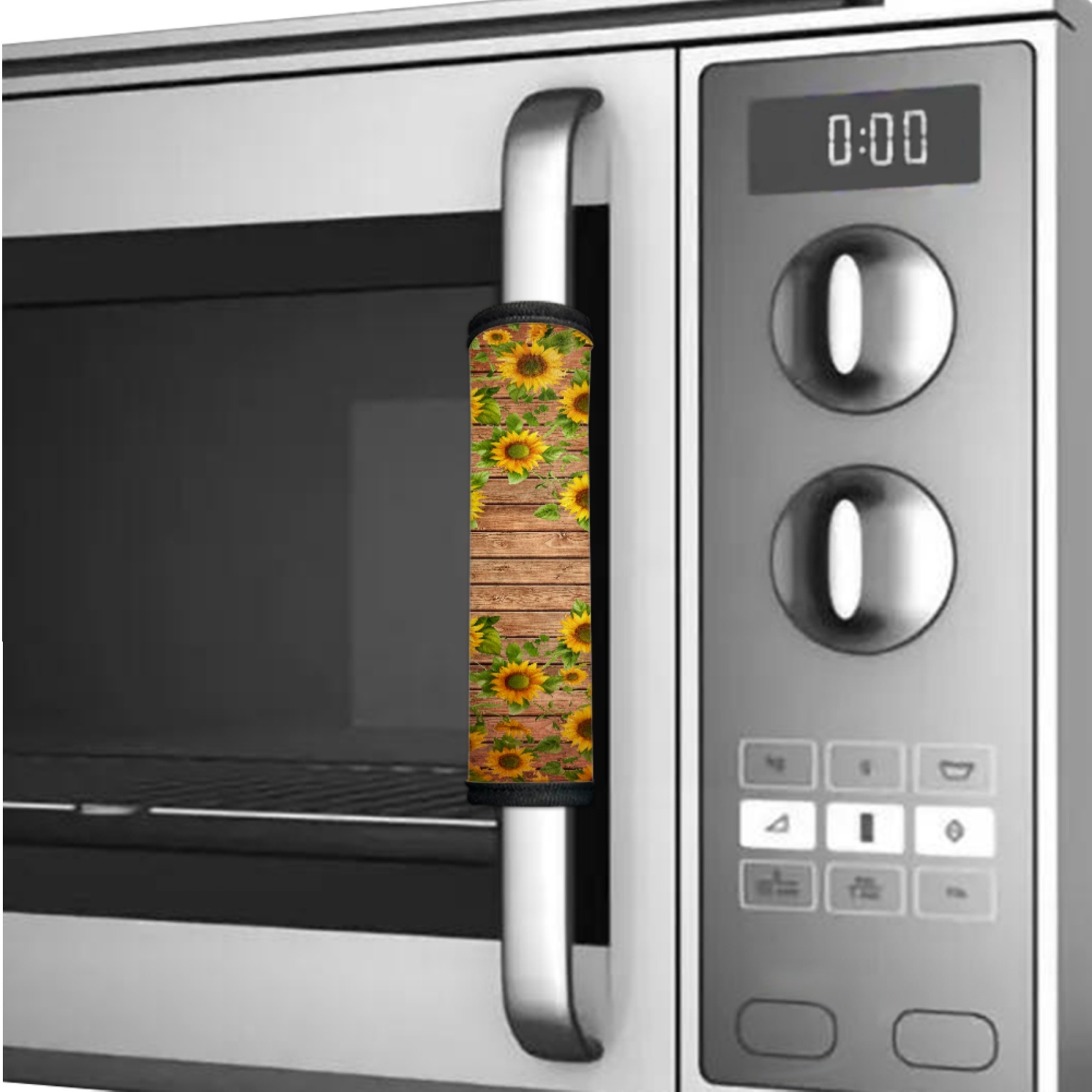 Xoenoiee Refrigerator Door Handle Wraps Set of 6 Protective Electrical Kitchen Appliances Gloves Sturdy with Hook and Loop Fastener Washable Handle Gloves, Sunflower Brown Wood Grain