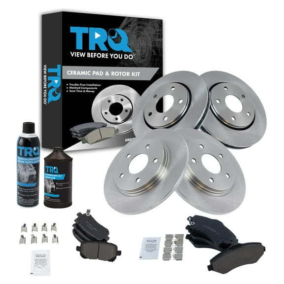 TRQ Premium Posi Ceramic Brake Pad Rotor Kit Front Rear w/Chemicals BKA16389 Fits select: 2008-2012 CHRYSLER TOWN & COUNTRY, 2008-2012 DODGE GRAND CARAVAN